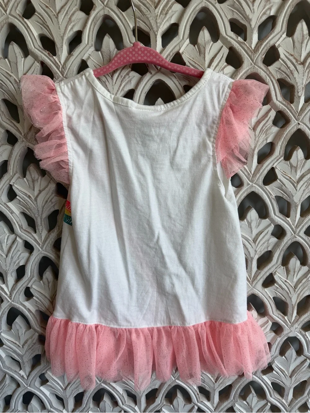 Little Lass Girls Size 6 Rainbow Tulle Top & Butterfly Vest Set
